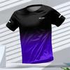 Men's T-shirt Outdoor Sports Running T-shirts Letter Gradient Pattern 3D Printing T Shirts Quick Drying Short Sleeve Top