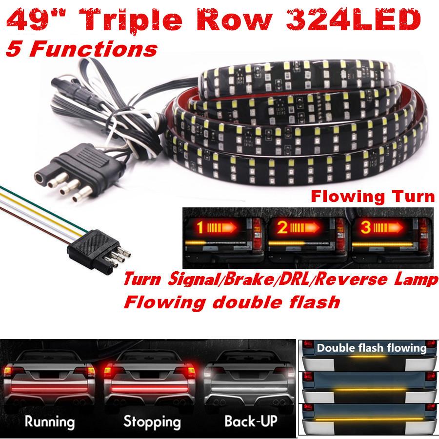 49" Triple Row LED Tailgate Light Bar Turn Signal / Brake / DRL / Reverse Lamp