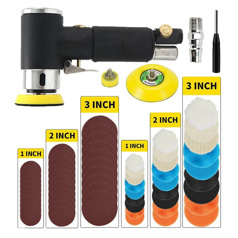 Orbit Air Sander Mini Pneumatic 1"/2"/3" Grinding Machine Set for Car Polishing High Speed Air Powered Polisher