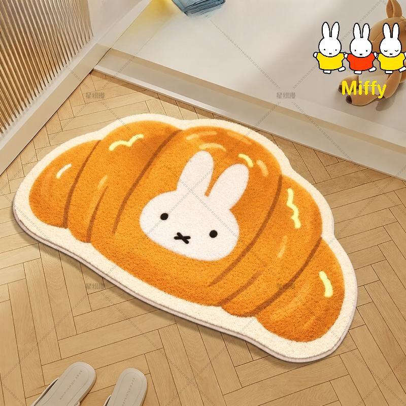 Kawaii Miffy Floor Mat Cartoon Miffy Rabbit Rug Bathroom Floor Mat Cushion for Toilet Cartoon Bathroom Toilet Seat Pad