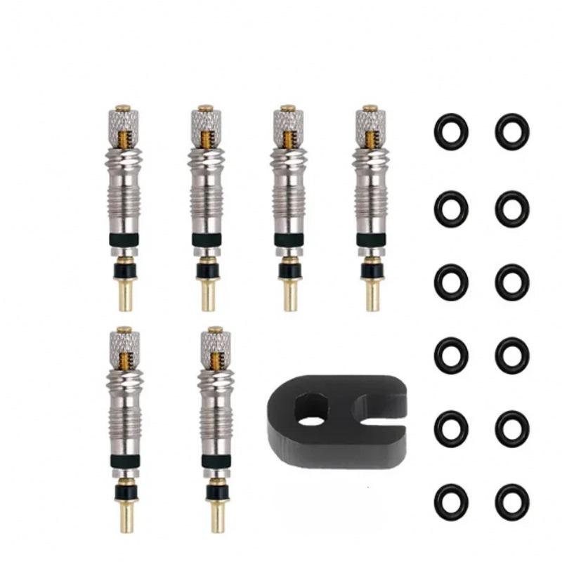 Presta Ventilkern-Set Tubeless Abnehmbare Aluminiumlegierung Ventilkappe Presta Schrader Universalschlüssel Reparaturwerkzeug für Fahrradreifen