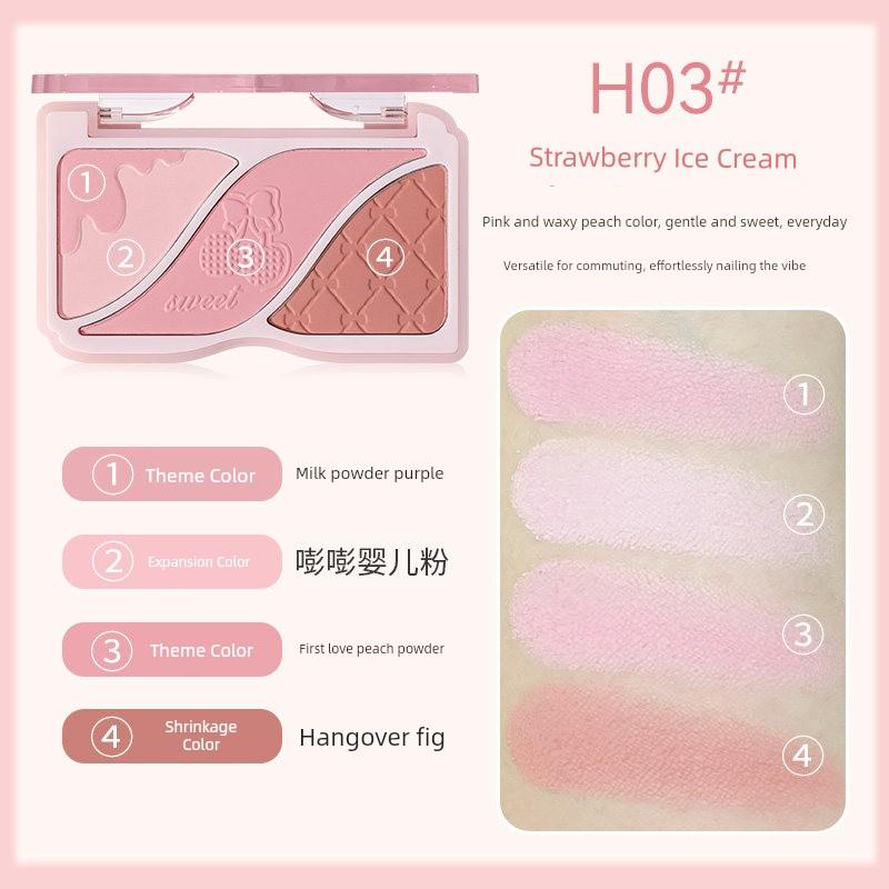 Miniso Hold Live Three-Color Blush for Mood Enhancement, Contouring, and Brightening Skin Tone for Students