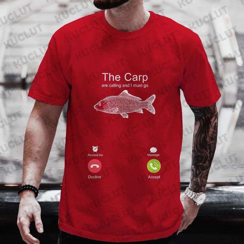 Fishing The Carp Are Calling and I Must Go Funny Vintage Men's T-Shirt New Fashion Summer Casual Harajuku Tshirt Printed Men Top