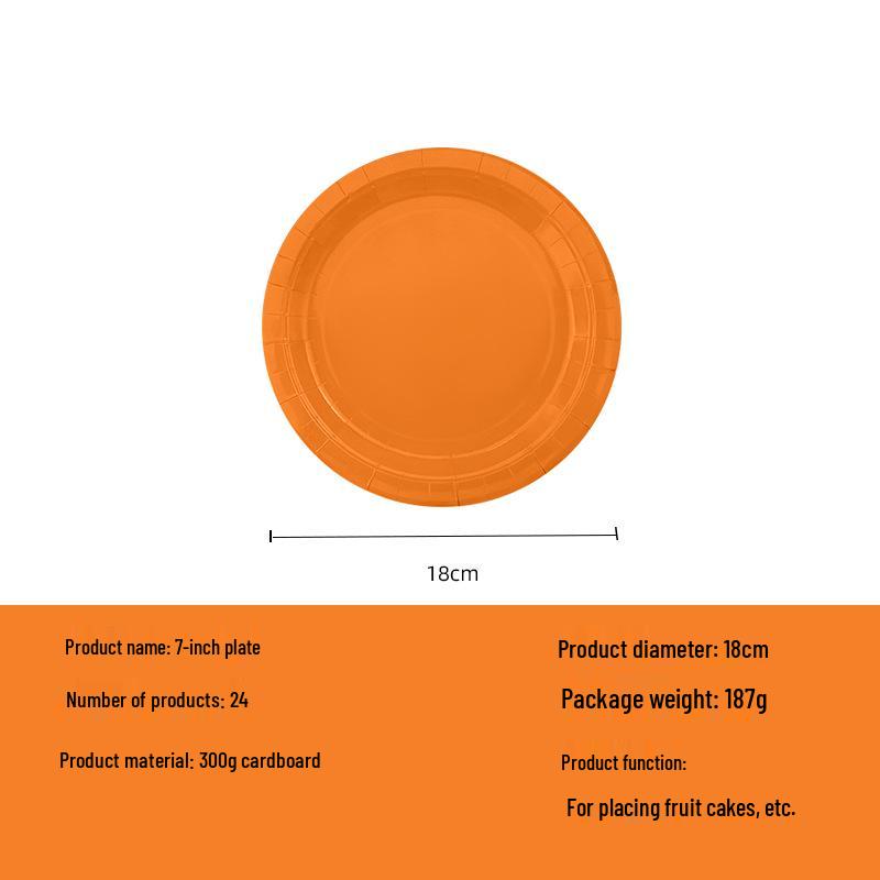 Orange Disposable Party Supplies: Paper Plates, Cups, Napkins, Cutlery, and Tablecloth