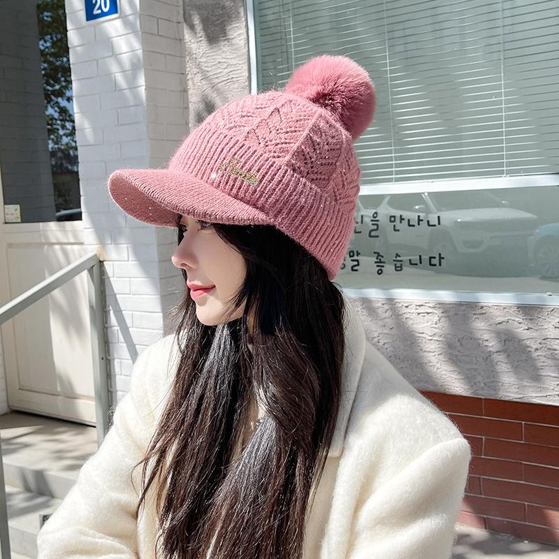 Women's Knitted Hat Warm Ear Protection Autumn and Winter Solid Color New Knitted Hat