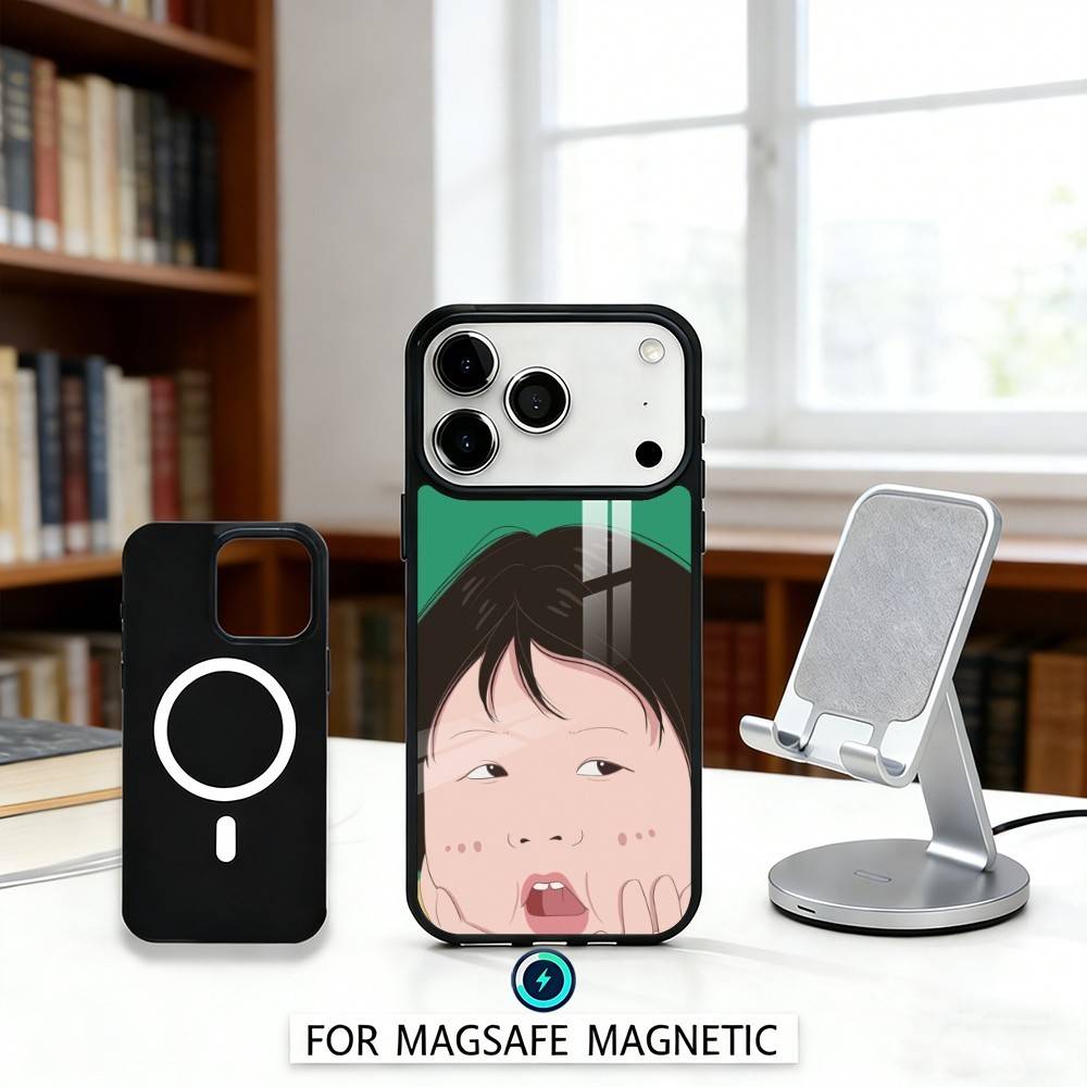 F-FUNNY And cute stickers Phone Case Magnetic For iPhone17 16 15 14 13 12 Pro Max For Magsafe Wireless Charging Cover