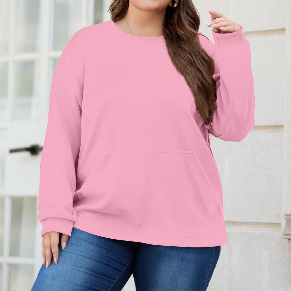 Plus Size Sweatshirt For  Women Oversized Crewneck Long Sleeve Pullover Tops