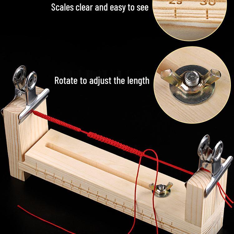 Telaio in Legno per Tessitura a Mano con Corda Fai da Te - Strumento per Artigianato di Braccialetti, Collane e Accessori con Corda Rossa.