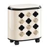 Wheeled Trash Bin with Floral Pattern Lidded Compact Rolling Waste Portable Can
