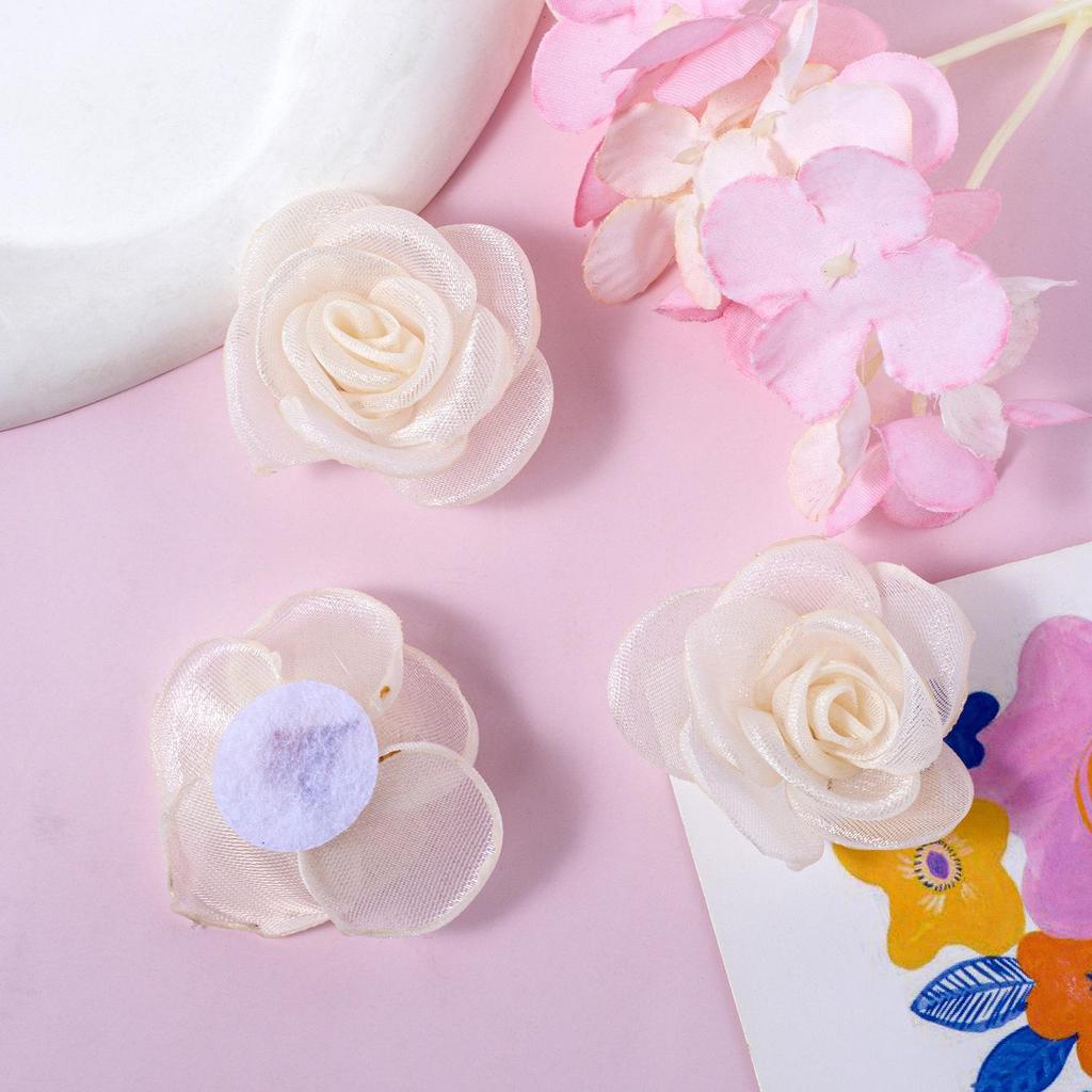 Handmade Chiffon Mesh Rose Flowers: Burned Edge Hair Clips, DIY Accessories for Shoes, Hats, and Clothing.
