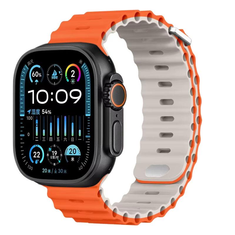 Silicone Ocean Strap For Apple Watch Band Ultra 3/2 49mm 46mm 45mm 42mm 44mm 41mm Sports Bracelet iWatch 11 10 9 8 7 6 5 SE band
