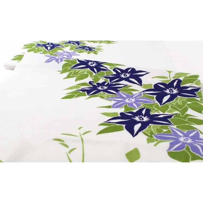 Sen no Anbo Tenugui "Tessen" (Clematis) - Hand-dyed 100% Cotton, Tokuoka Fabric, Made in Japan, 35cm x 100cm - Perfect for Kendo Men Towels, Wall