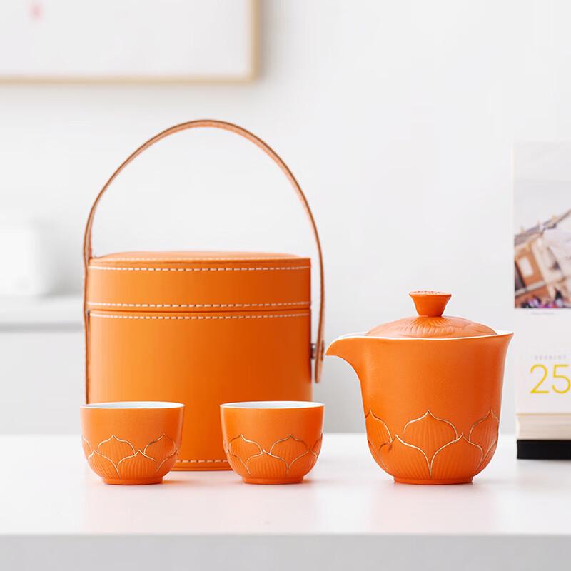 Shangqi Portable Zisha Tea Set - Lotus Design