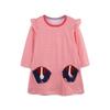 Autumn European Style Girls' Striped Princess Dress with Dog Patch
