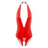 Sleeveless Latex Bodysuit Women Deep V-neck Teddies Bodysuits Crotchless Leotard One-piece Party Playsuit Rave Night Clubwear