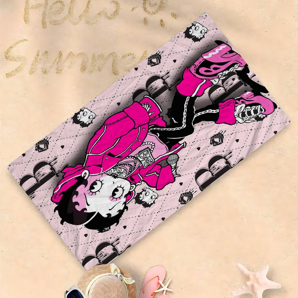 B-Betty Girl B-Boops Microfiber Blanket Quick Drying Beach Towels Oversized Printing Super Absorbent Pool Towel Blanket