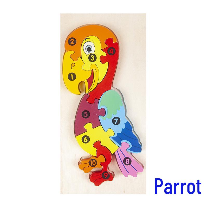 Wooden 3D Cartoon Number Puzzle Board for Kindergarten Kids – Educational Toy