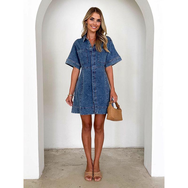 2025 Summer New European and American Retro Women Clothes Street Fashion Lapel Demin Dress