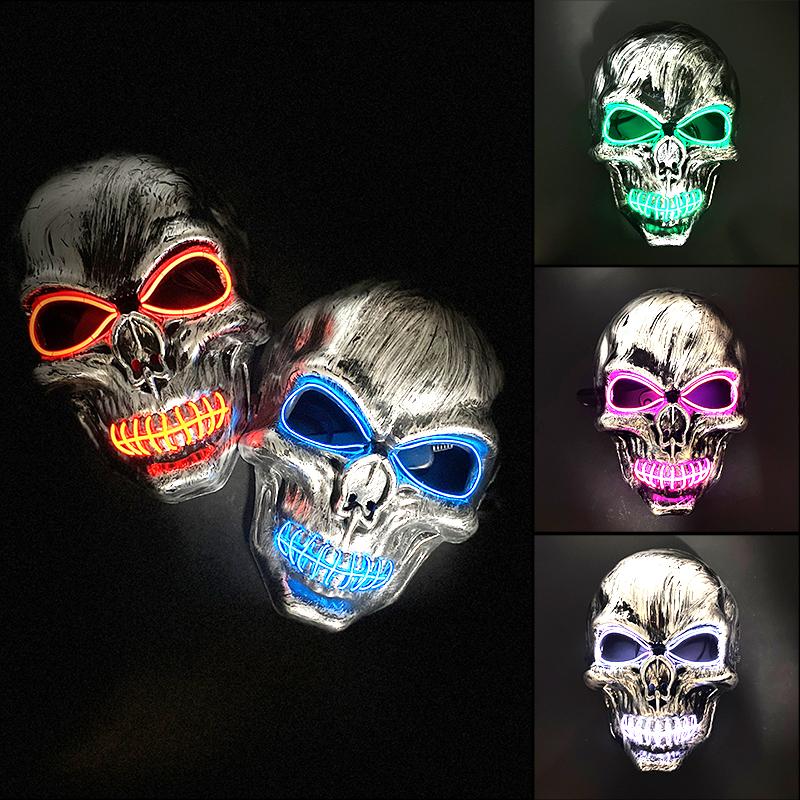 Halloween Horror Skull Mask Led Neon Light Mask Glowing Halloween Party Mask Halloween Cosplay Decoration Carnival Props arancione