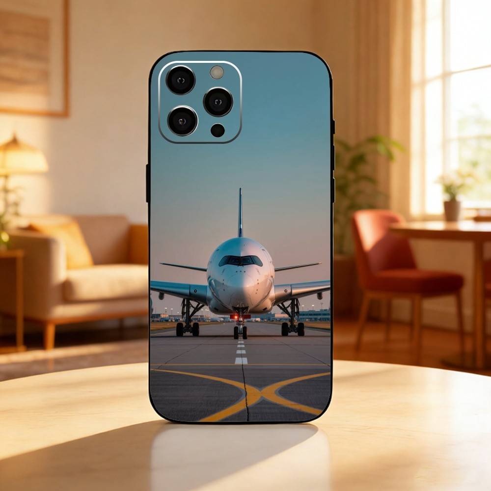 

Airplane Plane Phone Case For iPhone 17 16 15 14 13 12 Max Plus Silicone Black Cover iPhone17air