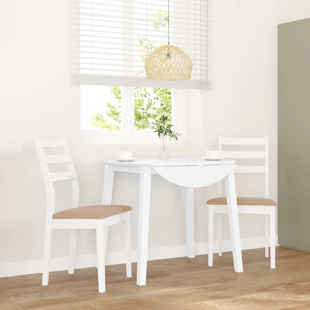Dining Chairs with Cushions 2 pcs White Solid Rubberwood