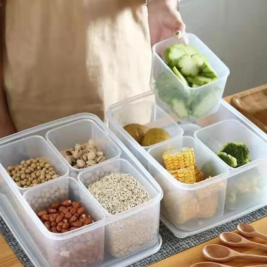 Divided Serving Tray Container with 4 Removable Compartments Food Grade BPA Free Heat-Resistant