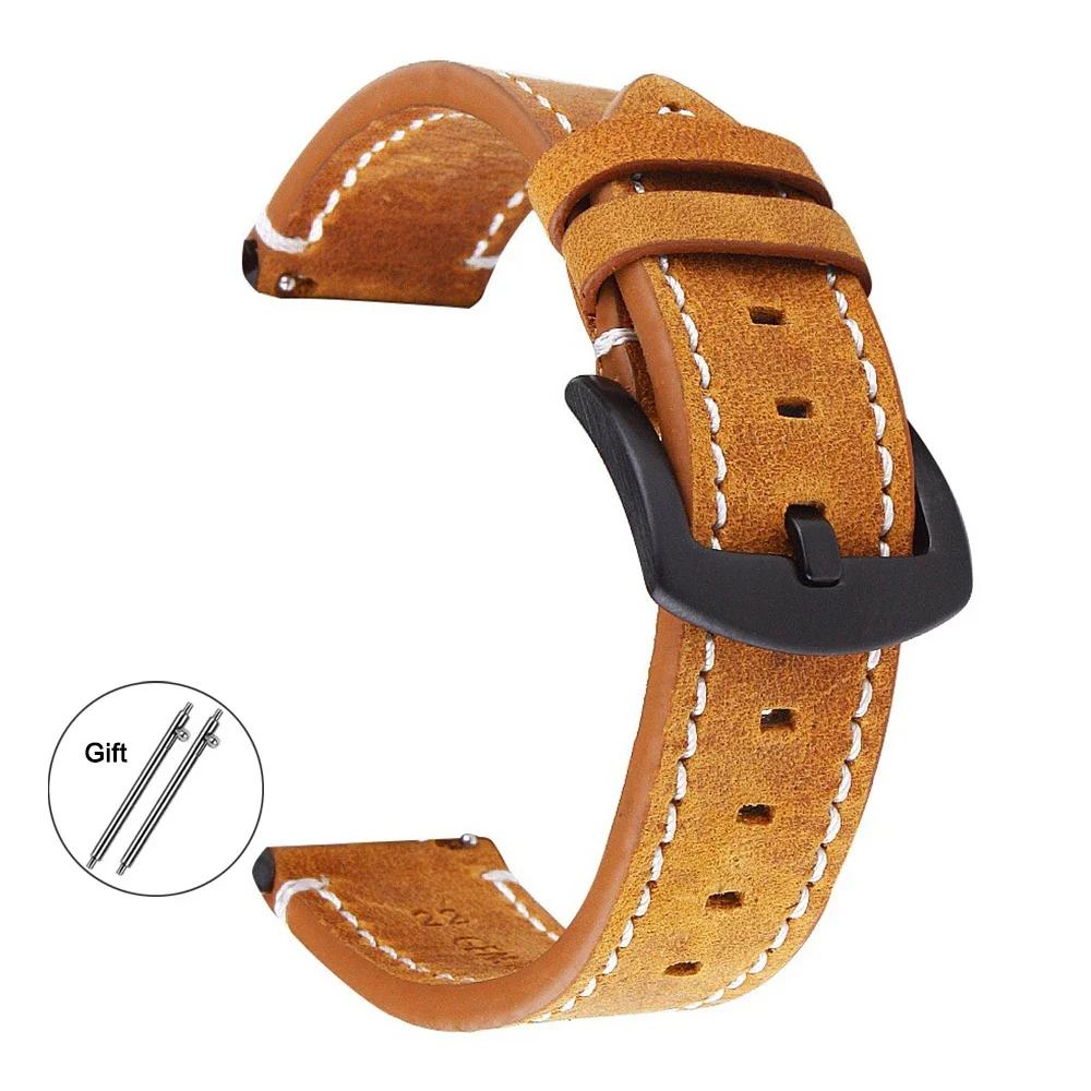 Retro Calf Leather Strap 18mm 20mm 22mm 24mm Wrist Belt Universal Replacement Watchband Quick Release Soft Bracelet Accessories
