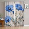 2pc Elegant Blue Floral Watercolor Curtains for Living Room Bedroom Botanical Window Drapes Home Decor