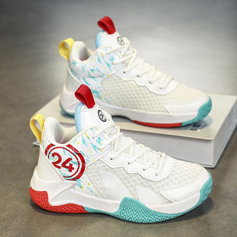 High-Top Breathable Basketball Shoes for Middle and Primary School Students - Non-Slip Mesh Children's Sneakers