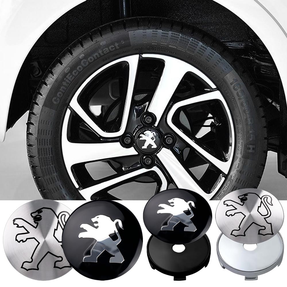 4 szt. Naklejki na środek piasty koła samochodowego 56mm 60mm Nakładki z emblematem na środek piasty opony Dla Peugeot 206 207 208 306 307 308 408 107 2008 3008
