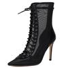 Sexy Lace Ankle Boots for Women Black White Short Dance Jazz Boot Point Toe High Heel Party Shoes Lady Big Size 45 2025 Summer