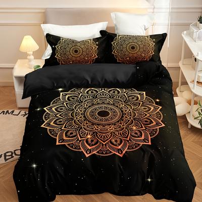 3-teiliges Bettwäsche-Set, Bettwäsche-Set mit Bronzing-Mandala-Print, Weiche, bequeme Bettdecke, Für Schlafzimmer, Gästezimmer, Weihnachtsgeschenke