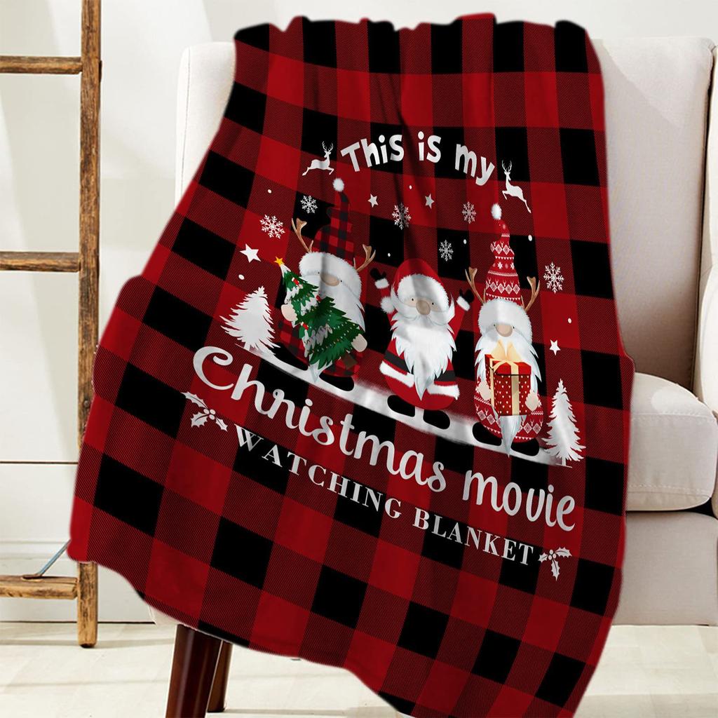 Christmas Elves Checkered pattern digitalprinted polyester velvet flannel cover blanket Fleece sofa cover blankets for beds