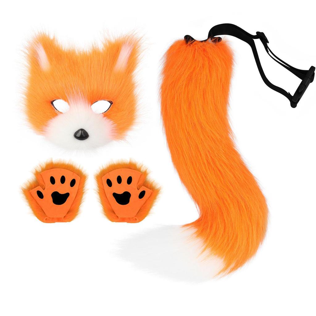 Halloween Costume Plush Fox Tail Cat Ears Orc Mask Gloves Cosplay Cosplay Cosplay Suit