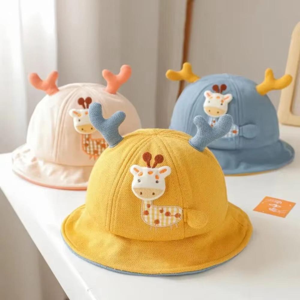 

Cartoon Giraffe Bucket Hat Breathable Baby Cap Casual Fishing Cap Boys Girl бежевий
