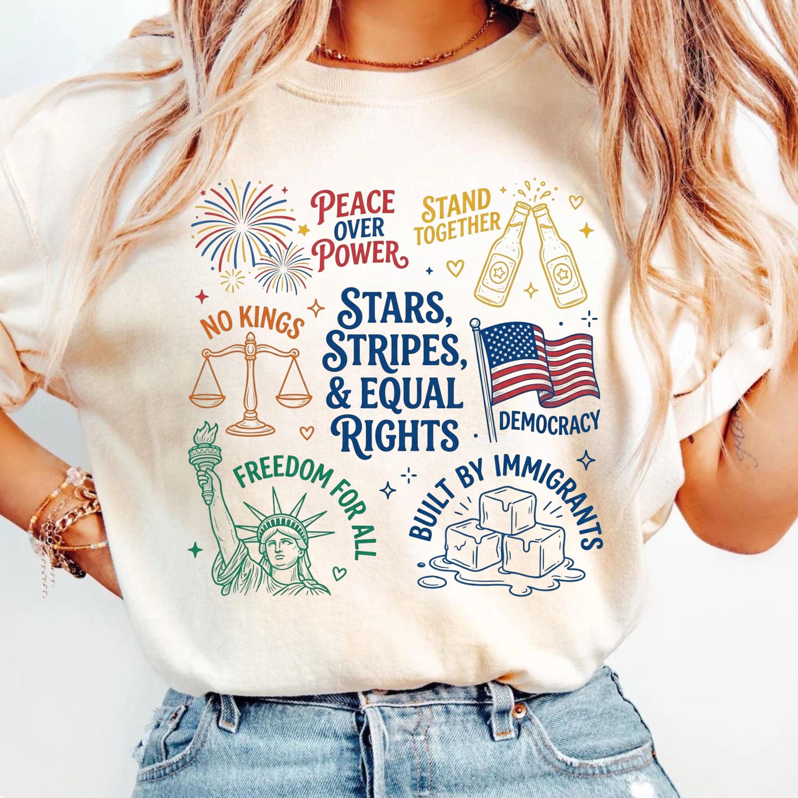 Liberal 4th of July Comfort Colors Shirt, Equal Rights, Anti Ice, Peace, Resist Sweater, Doodle USA Political Tee, Anti Independence Day 4XL