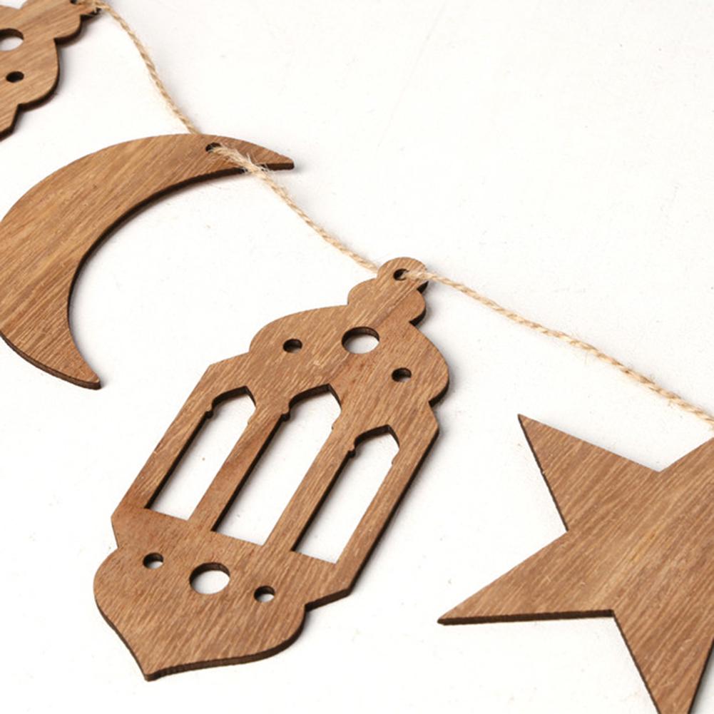 Buy Eid Ramadan Mubarak Hollow Wooden Decorations Home Hanging Moon ...