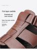 Men's Plus Size Cowhide Sandals: Breathable, Non-Slip, Waterproof Velcro Beach Shoes for Middle-Aged and Elderly.