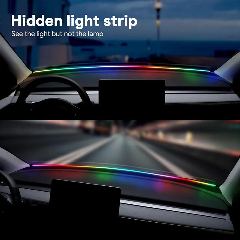 Automotive decoration light strip, colorful acrylic front windshield soundproofing strip, ambience light, no wiring, App control