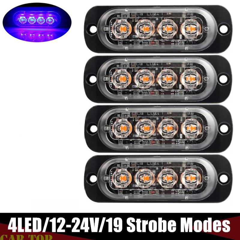 4X4LED Car Strobe Warning Light Grill Flashing Breakdown Emergency Light Car Truck Trailer Beacon Lamp Led Side Light for Car