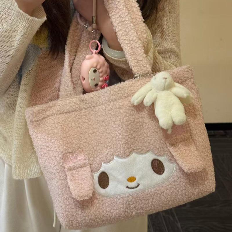 Cute Soft Versatile Large Capacity Plush Shoulder Bag Female New Cartoon My Sweet Piano Handbag Cartoon Bag Plush Messenger Bag