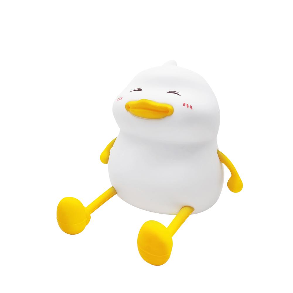 LED Night Lamp Cute Duck Cartoon Silicone Sleeping Light USB Rechargeable Touch Sensor Timing Bedroom Bedside Lamp For Kid Gift
