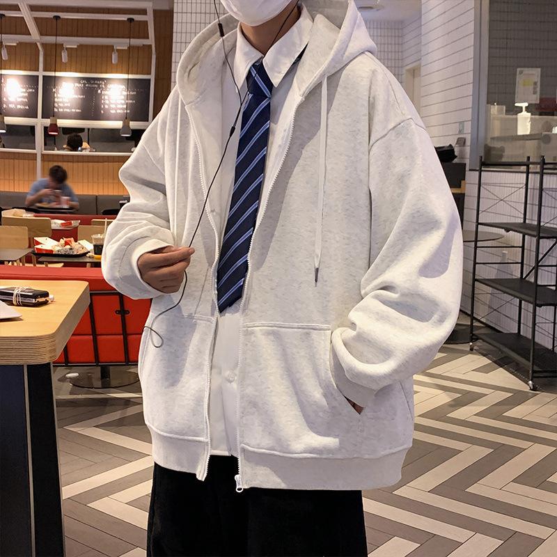 

Осень и зима оверсайз утолщенная флисовая куртка-свитер мужская трендовый бренд ins гонконгский стиль свободный кардиган с капюшоном тяжелый 4XL