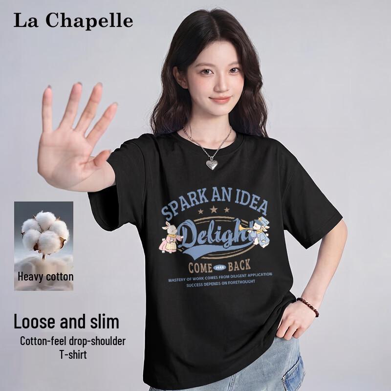 

La Chapelle Women s Pure Cotton Loose Fit Printed Short Sleeve T-Shirt XL