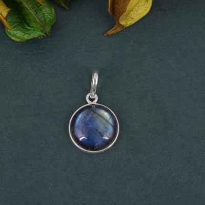 Pendentif labradorite, argent sterling 925, bijoux de déclaration, pendentif Reiki, pierre ronde, bijoux faits à la main, pendentif pour femmes