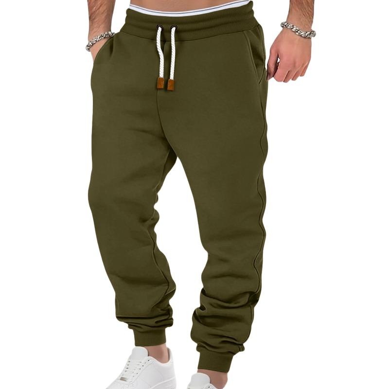 Men's pants spring and autumn solid color trendy sports casual sweatpants loose tied feet stacking pants