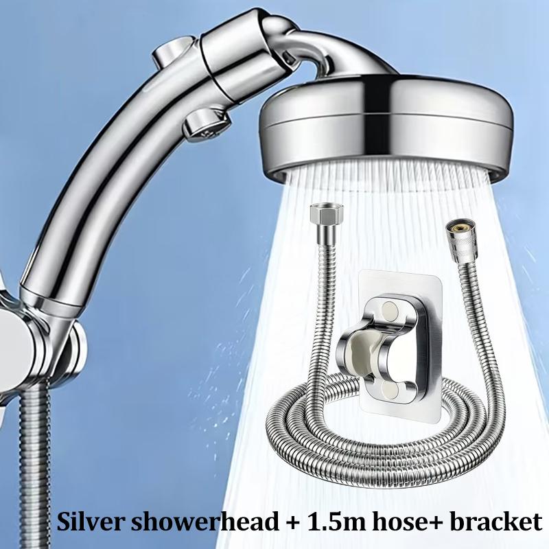 Large Panel Water Outlet Shower Head 2-in-1 Adjustable Elbow Booster Shower Head Faucet Bath Shower Set Bathroom Accessories