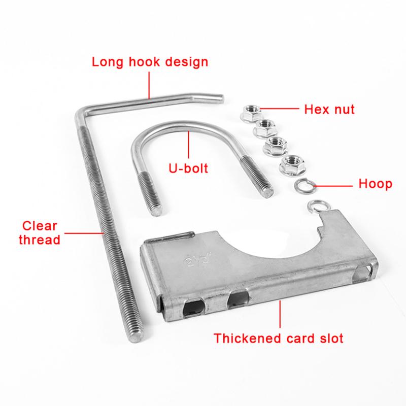 2.5 Inch Automobile Exhaust Clamp With Hanger Hook Rear Muffler Hanger Tool Adjustable Fastening Bracket For Car Exhaust Systems