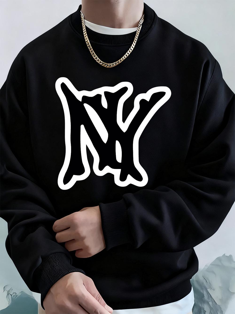 Простые мужские свитшоты с логотипом NY зимние худи оверсайз с круглым вырезом спортивная одежда хип-хоп мужская одежда 3XL 1890₽
