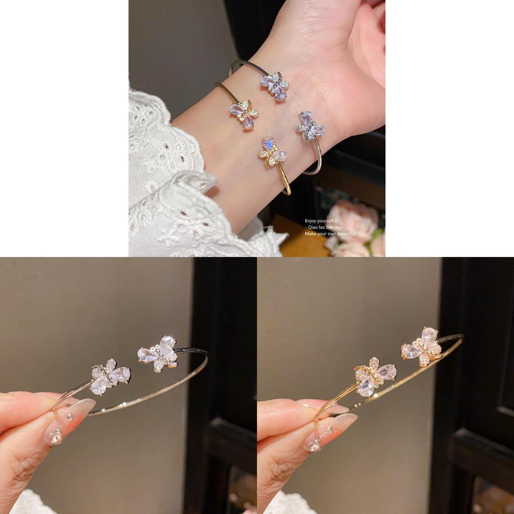 Butterfly Zircon Open Cuff Bracelet For Women Jewelry Accessories